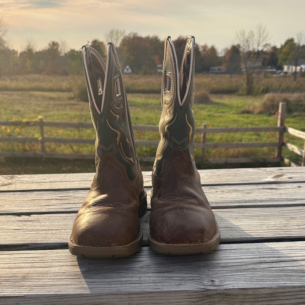 Double H Brown and Green Men's Boots with composite toe